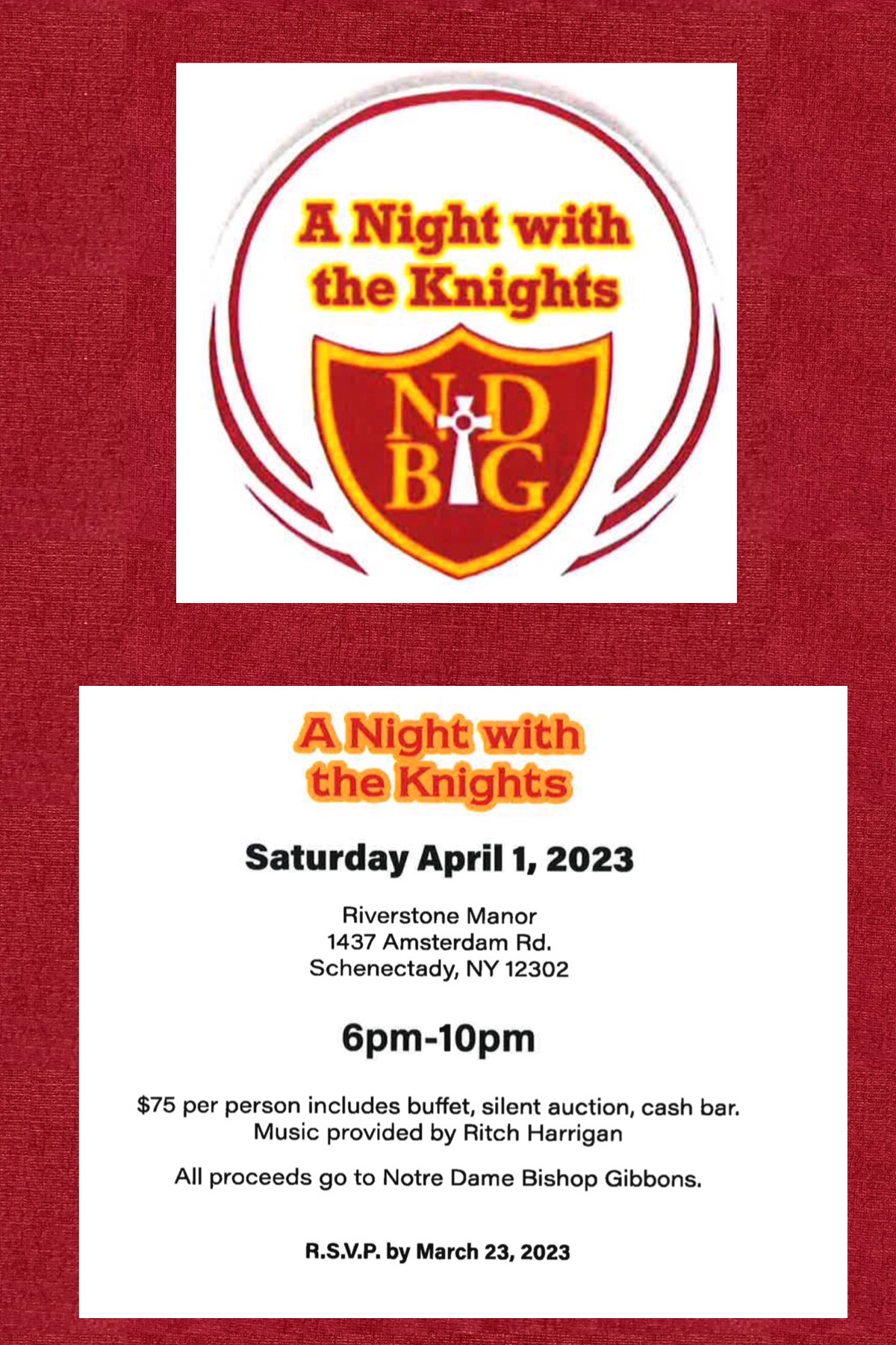 Night with the Knights Gala Saturday April 1