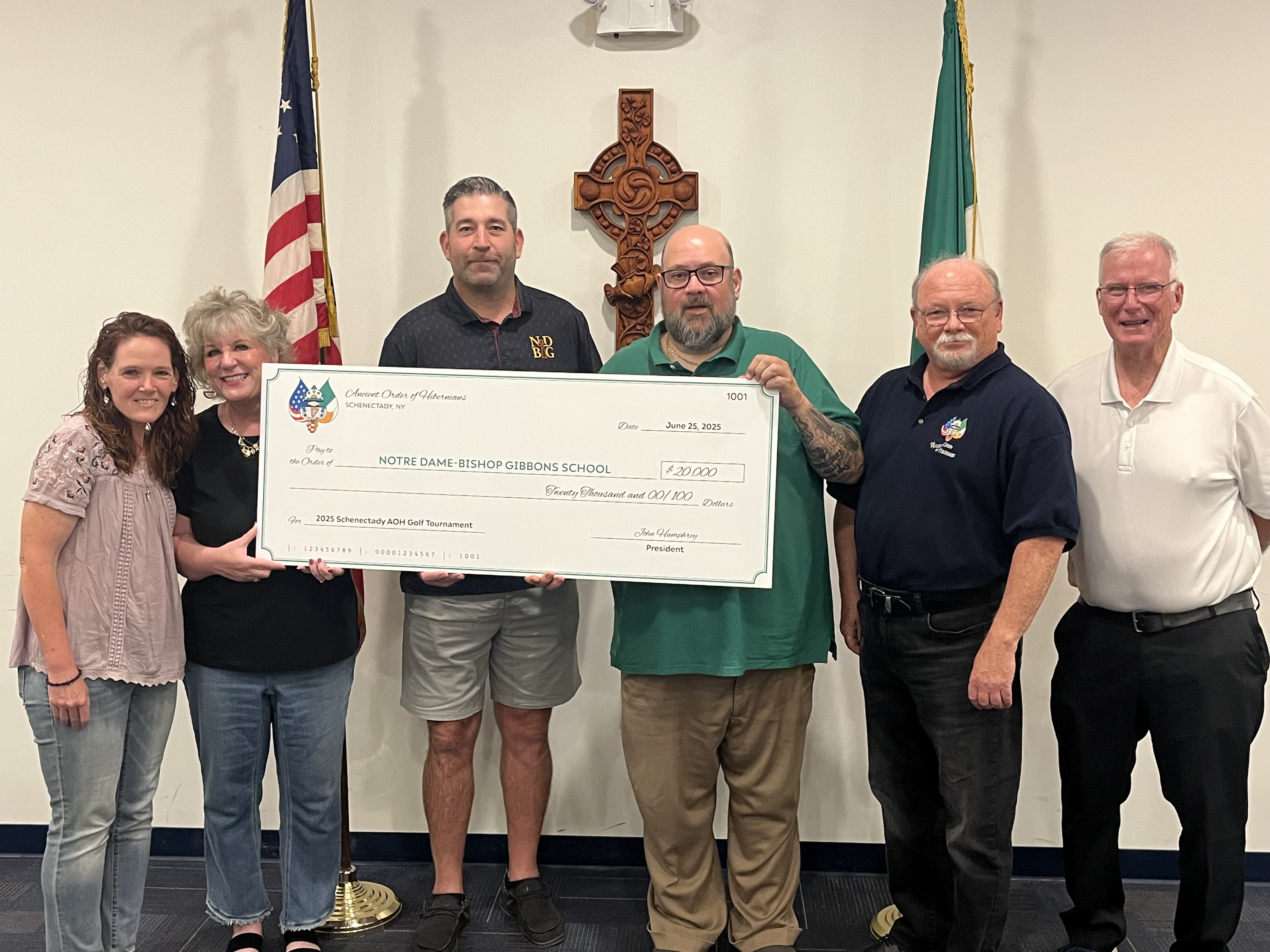 Schenectady AOH Donates $20,000 for NDBG Scholarships
